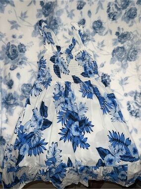 The Children's Place White and Blue Floral Sundress